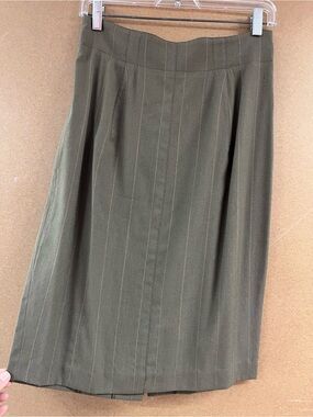 Biba Olive Pinstripe Midi Skirt
